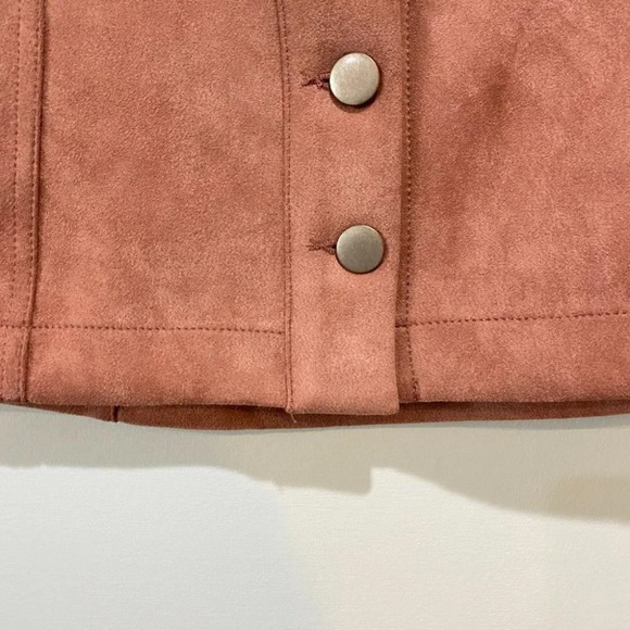 Forever 21 Blush Pink Super Soft Luxurious Suede Button Up Aline Skirt W27 Small - Picture 10 of 12